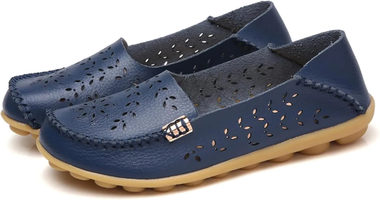 Women's Sandal Comfortable Loafers Casual Moccasins Wild Driving Flats Hole Soft-Soled Walking Shoes Women Slip On Cutout Breathable Shoes