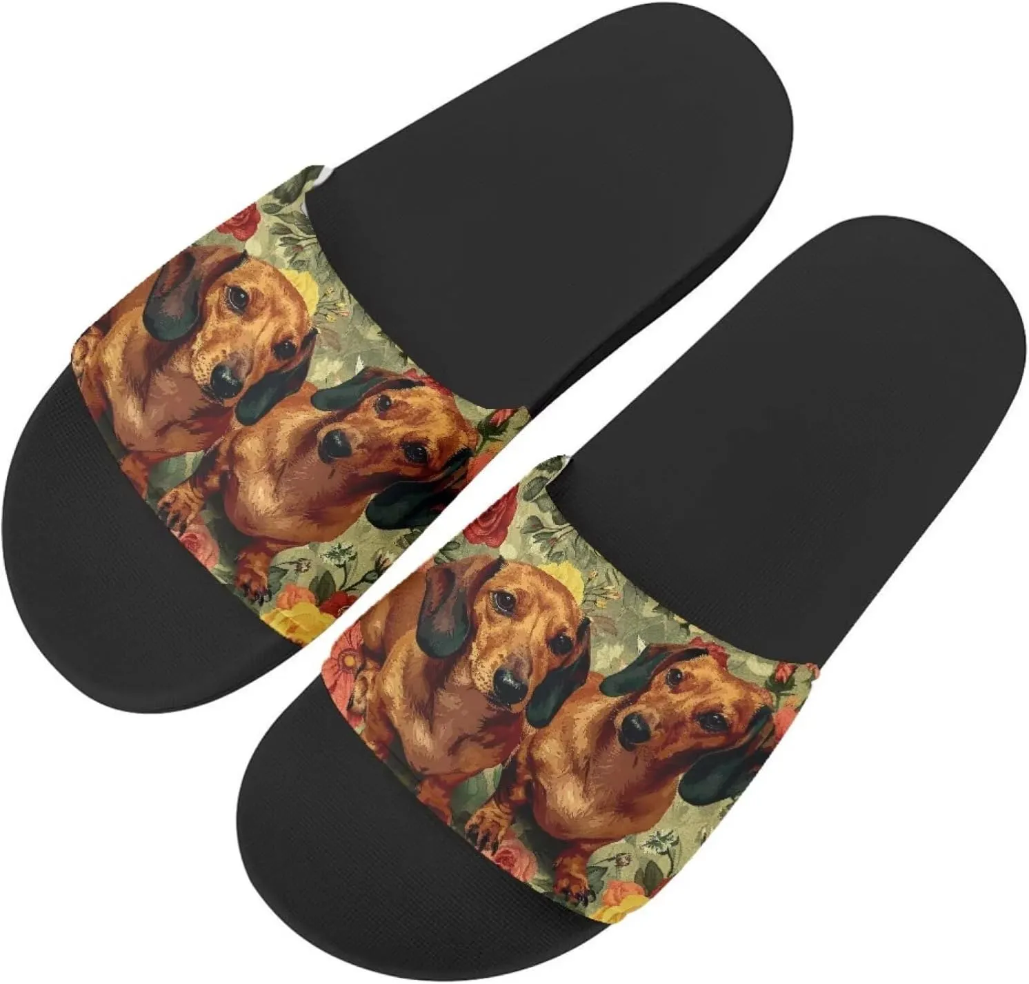 Women's Slides | Women's Slip On Sandals | Dog Print | Comfortable & LightWeight | Summer House Shoes | Beach Indoor Outdoor Hotel Gym