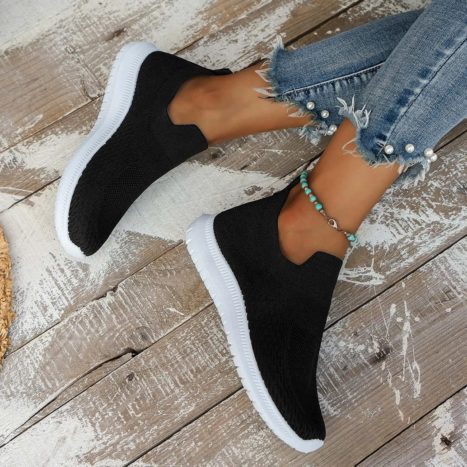 Womens Slip On Loafers Casual Comfortable Walking Shoes Lightweight Canvas Sneakers Non Slip Flat Flats