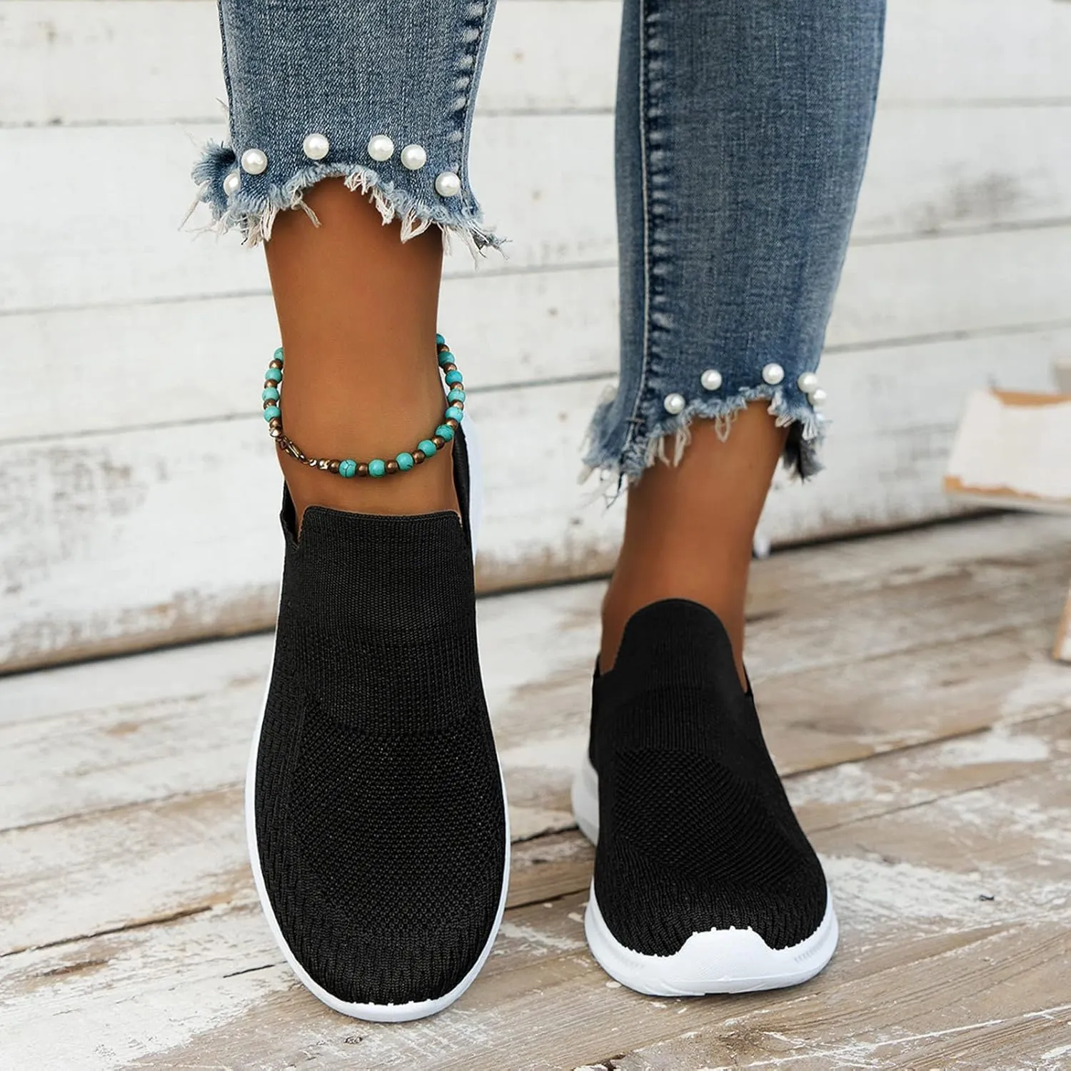 Womens Slip On Loafers Casual Comfortable Walking Shoes Lightweight Canvas Sneakers Non Slip Flat Flats