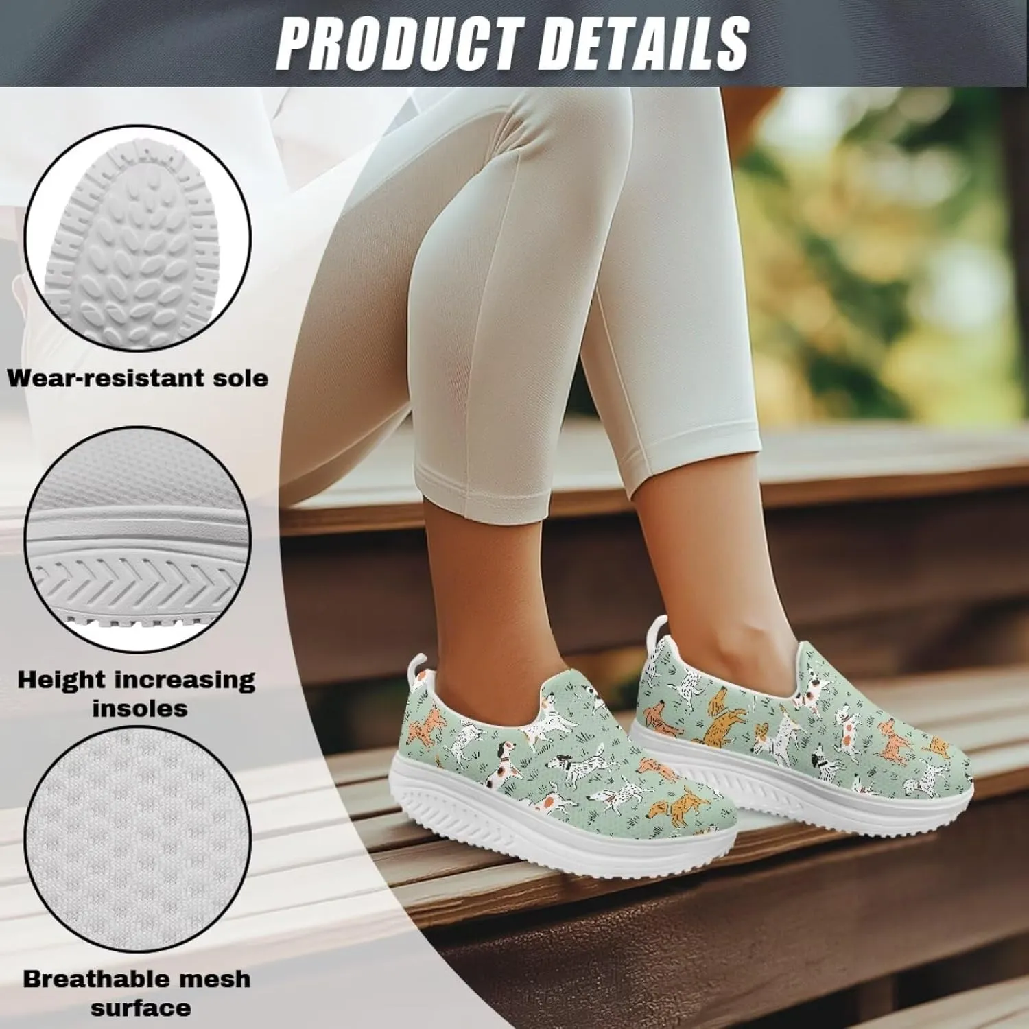 Womens Slip on Shoes Comfortable Slip Resistant Wedge Rocker Bottom Walking Lightweight Casual Sneakers