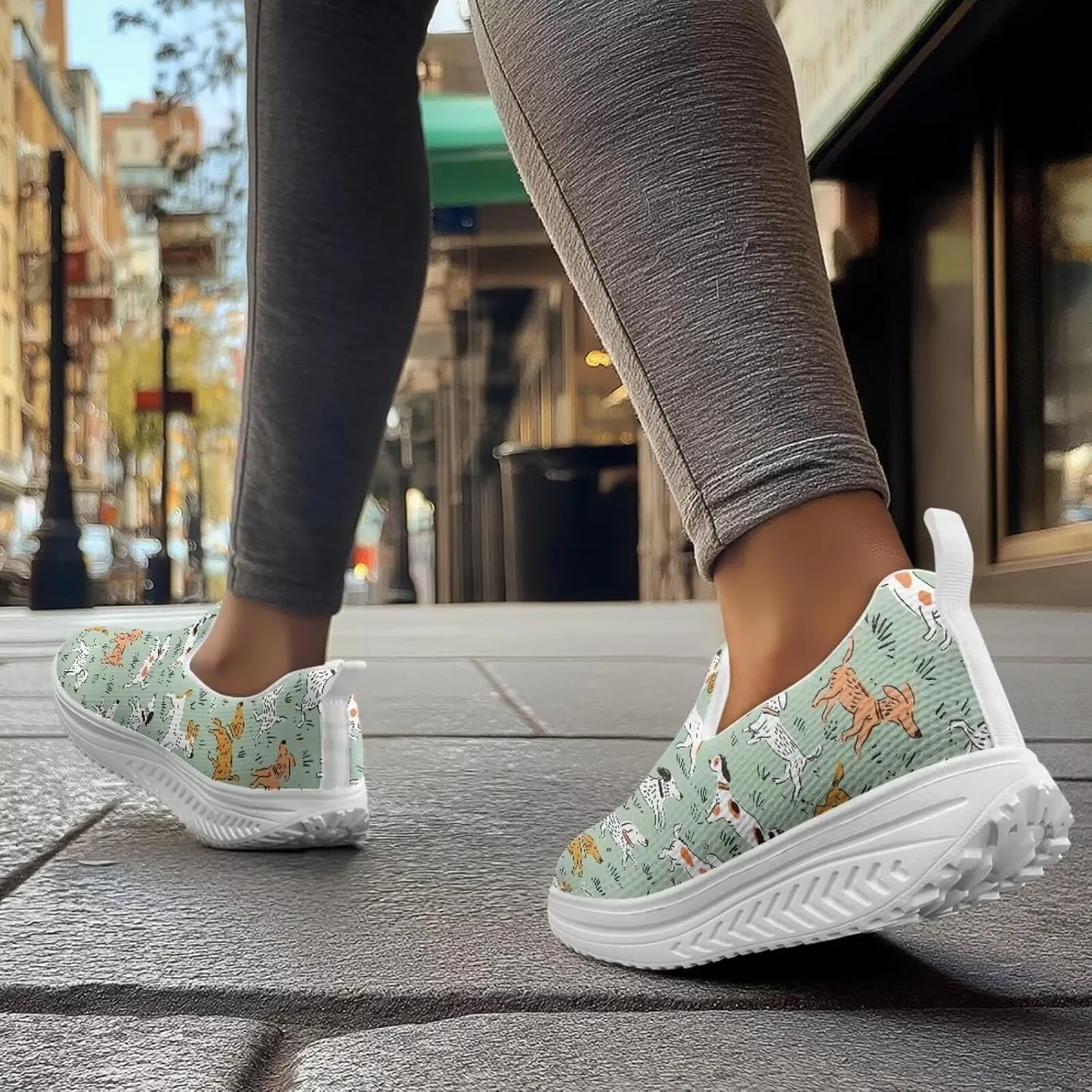 Womens Slip on Shoes Comfortable Slip Resistant Wedge Rocker Bottom Walking Lightweight Casual Sneakers