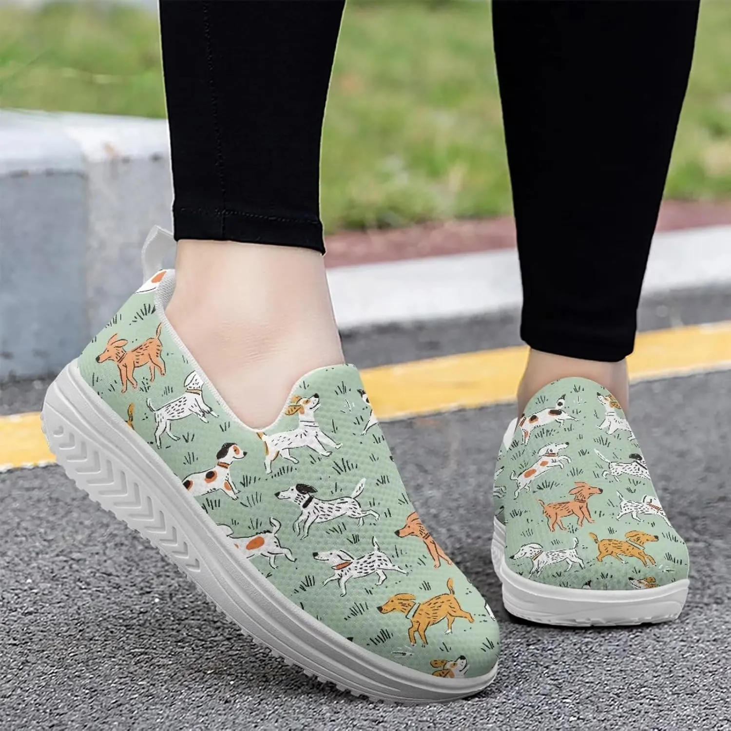 Womens Slip on Shoes Comfortable Slip Resistant Wedge Rocker Bottom Walking Lightweight Casual Sneakers