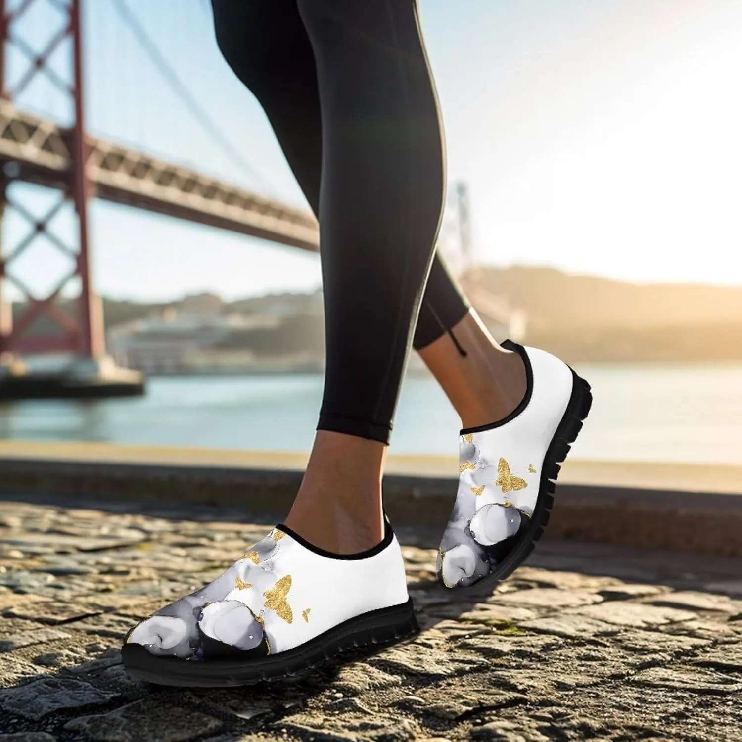 Women's Sneaker Casual Low Top Hiking Sneaker Flat Slip On Outdoor Soft Breathable Holiday Athletic Shoes for Womens