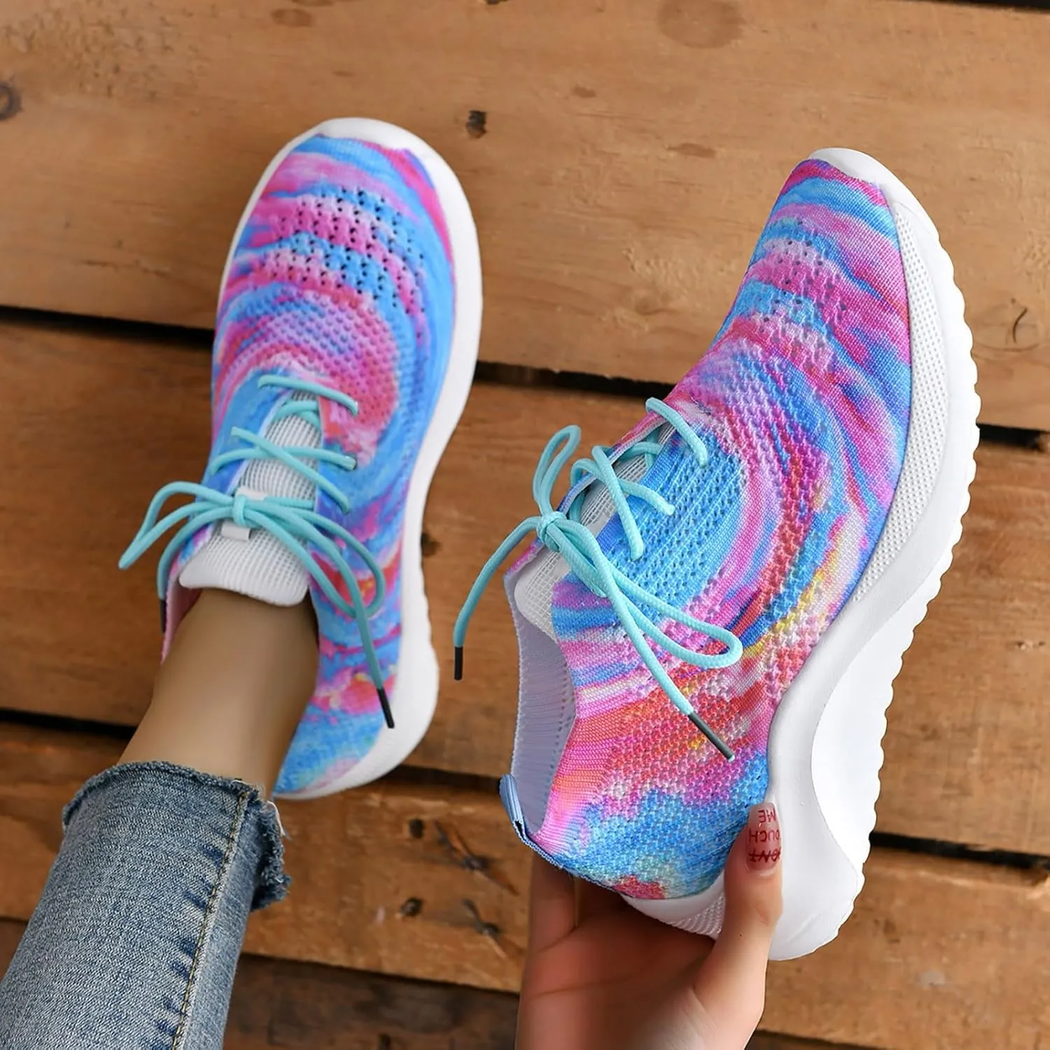 Women's Sneakers Slip Print Plus Size Height Increasing Shoes Daily Summer Wedge Heel Vacation Nonslip Shoes Women