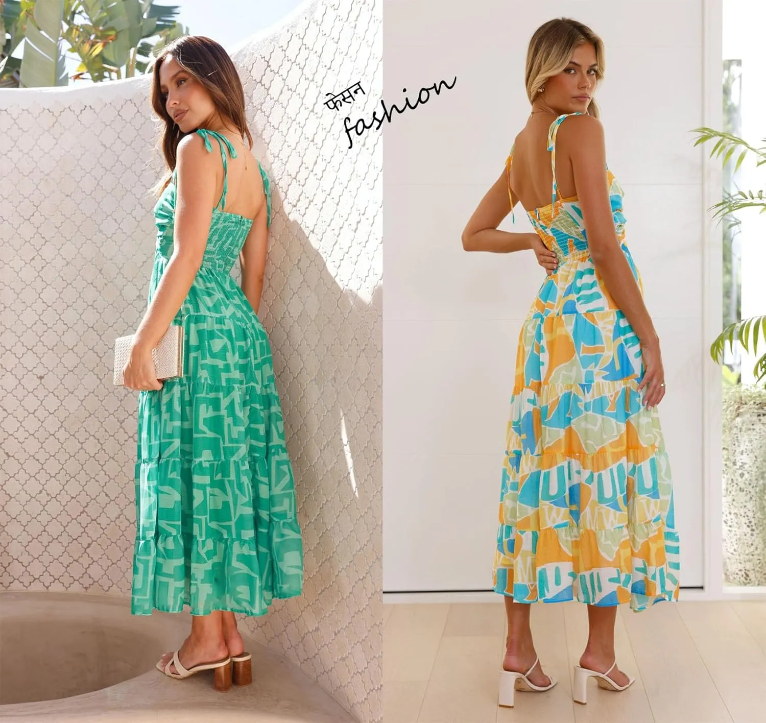 Women's Spaghetti Strap Maxi Dress Summer Sleeveless Hollow Out Casual Boho Backless Flowy Long Dresses