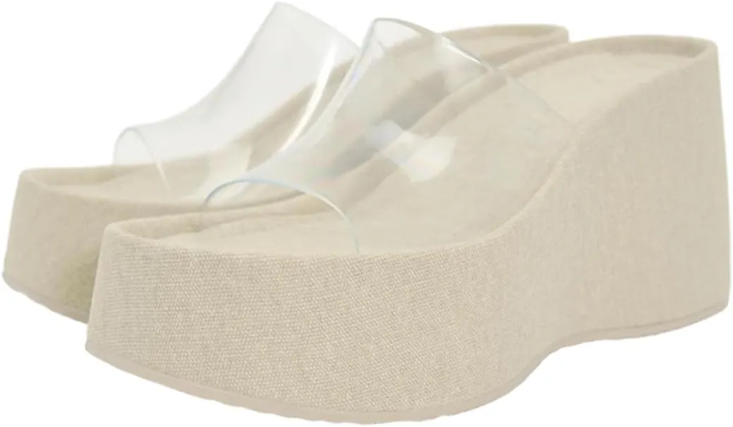 Women's Stylish Wide Vinyl Strap Wedge Sandals Comfortable High Heel & Durable Platform Sole for Easy Summer Walking Shoes for Women
