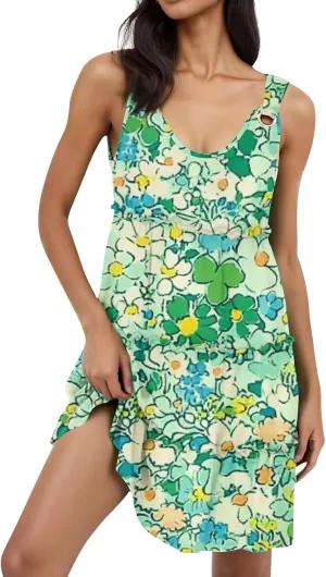 Women's Summer Sleeveless Floral Print Casual Beach Dress with Adjustable Straps and Flowy Lightweight and Comfortable