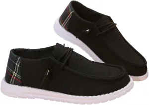 Women's Sunflower Print Canvas Casual Loafers Comfortable Light Weight Slip On Ultralight Sole Wide Boat Shoes Casual Lightweight Black Lace-Up Walking Flat Deck Shoes for Work and Traveling