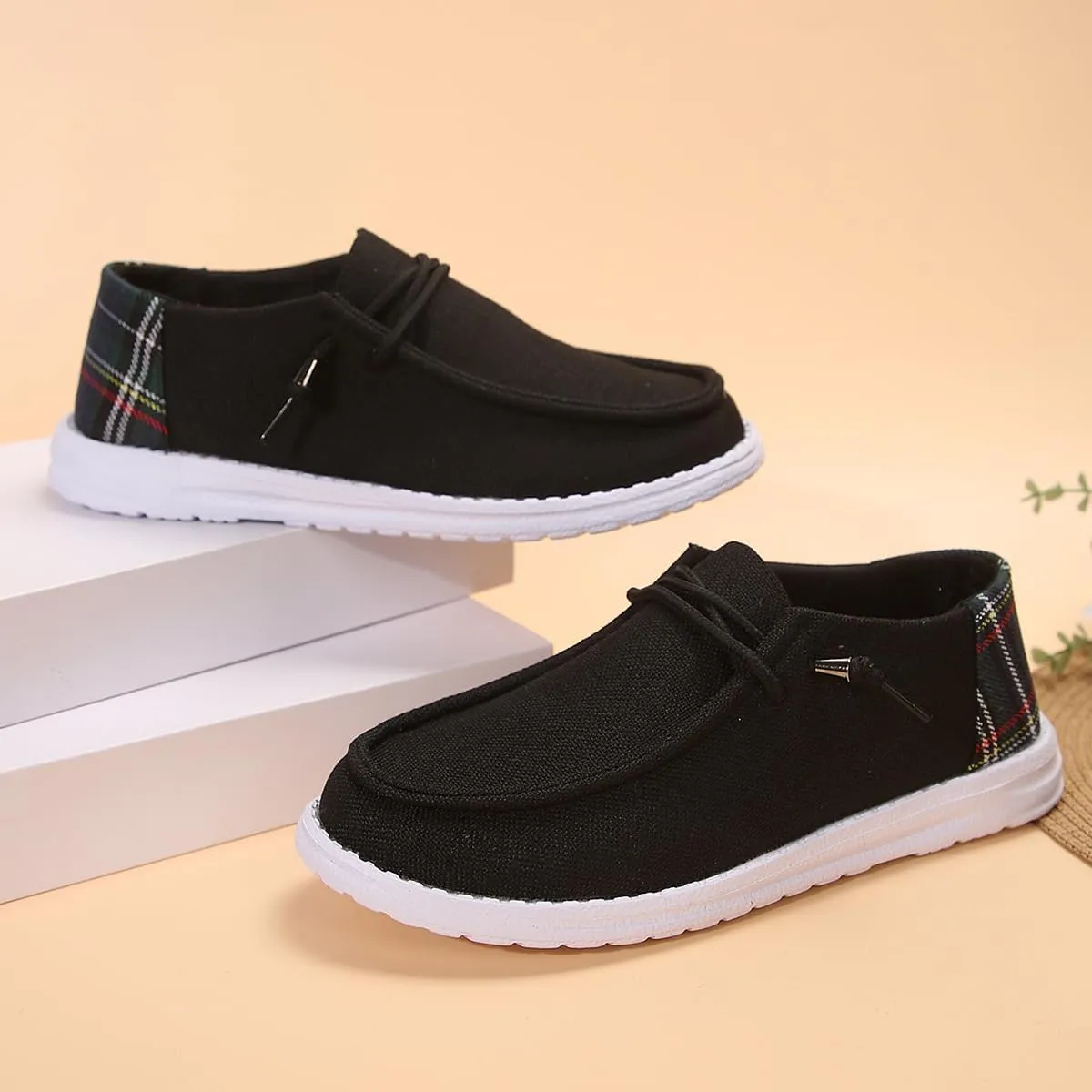 Women's Sunflower Print Canvas Casual Loafers Comfortable Light Weight Slip On Ultralight Sole Wide Boat Shoes Casual Lightweight Black Lace-Up Walking Flat Deck Shoes for Work and Traveling