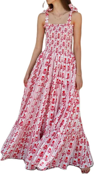 Women’s Tie Shoulder Floral Boho Maxi Dress Sleeveless Flowy Tiered A Line Long Sundress Going Out Flower Beach Dress