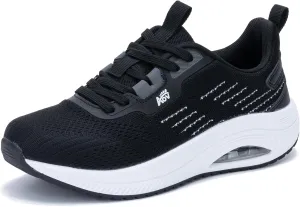 Women's Walking Shoes with Arch Support Orthotic Sneakers for Plantar Fasciitis Heel and Foot Pain Relief Tennis WhiteBlack Size 6