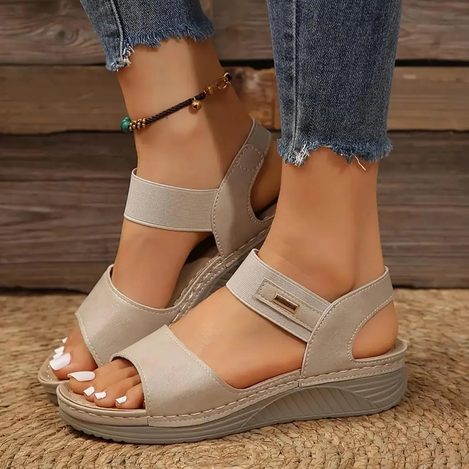 Women's Wedge Orthopedic Walking Sports Sandals 2025,Summer Open Toe Backless Casual Dress Sandals Comfortable Fashion Orthotic Arch Support Outdoor Thick Sole Shoes
