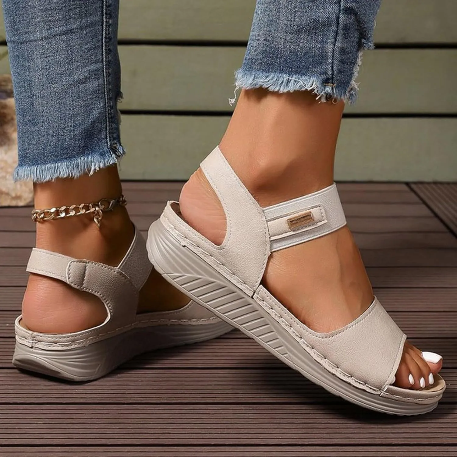 Women's Wedge Orthopedic Walking Sports Sandals 2025,Summer Open Toe Backless Casual Dress Sandals Comfortable Fashion Orthotic Arch Support Outdoor Thick Sole Shoes