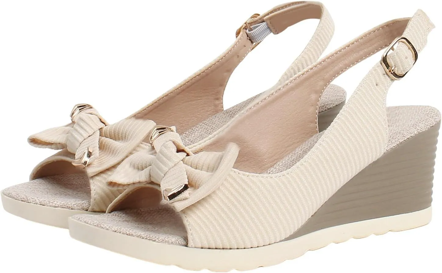 Women's Wedge Sandals,Low Wedge Heels Summer Dressy Ankle Strap Open Toe Flower Shoes Comfortable Sandals