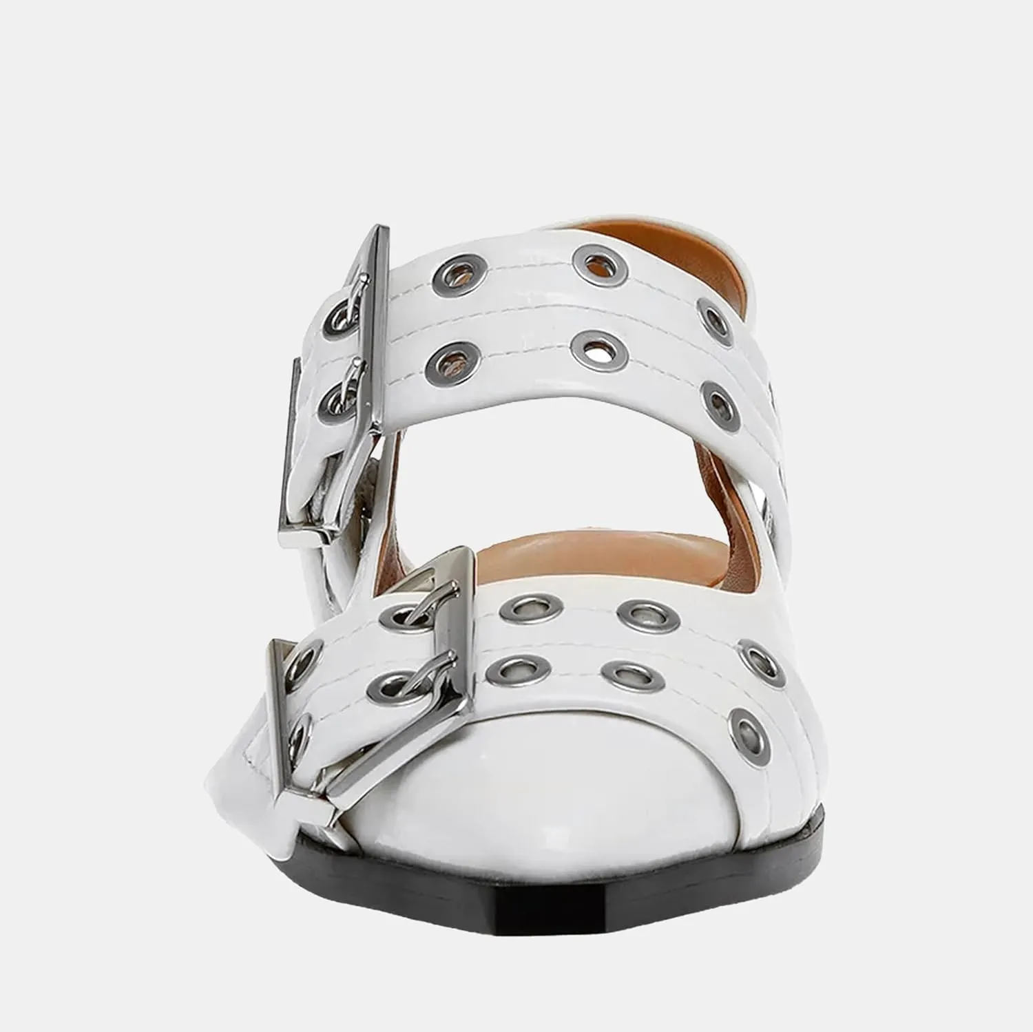 Women's Wide Welt Ballet Buckle Flats Comfortable Slingback Ballerina Squared Block Heel Sheos