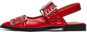 Women's Wide Welt Ballet Buckle Flats Comfortable Slingback Ballerina Squared Block Heel Sheos