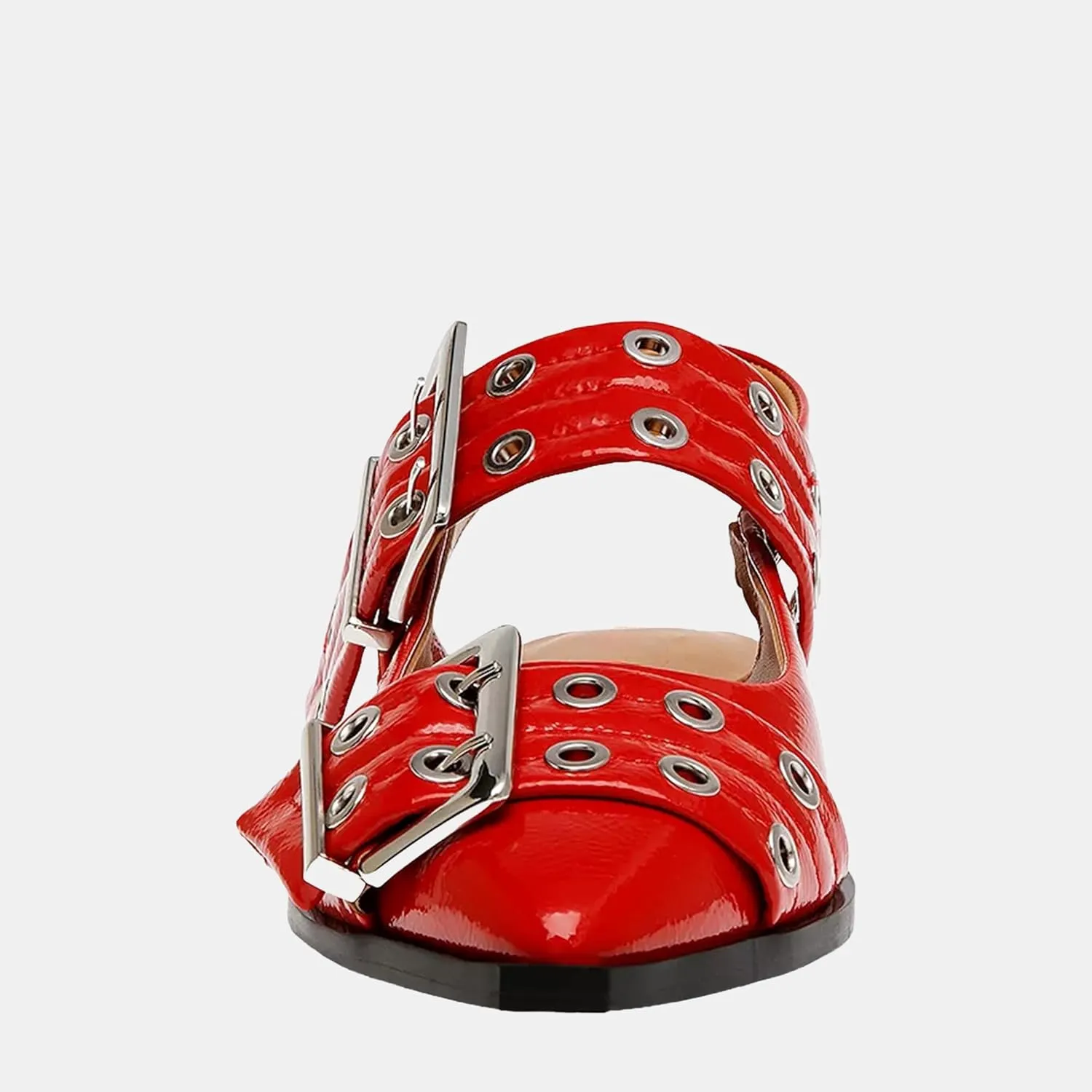 Women's Wide Welt Ballet Buckle Flats Comfortable Slingback Ballerina Squared Block Heel Sheos