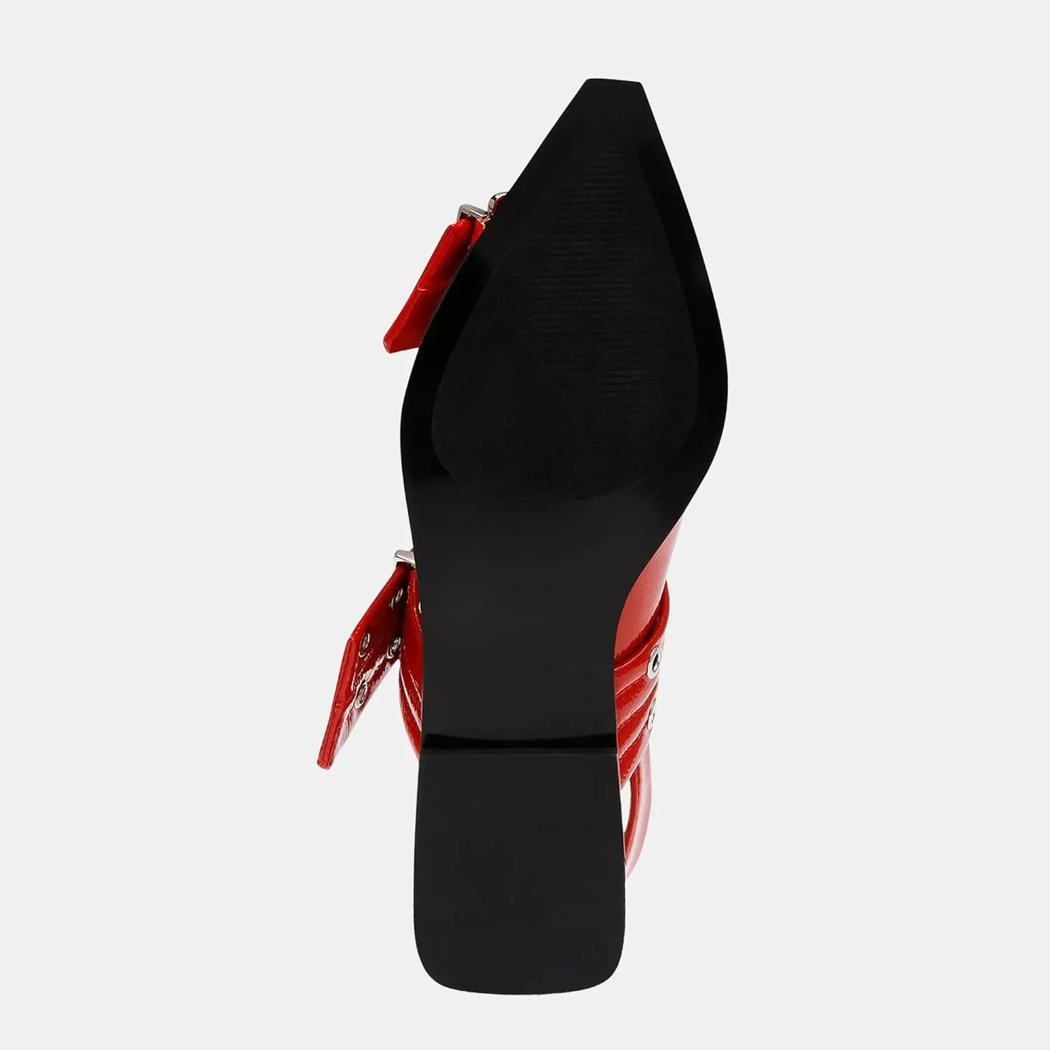 Women's Wide Welt Ballet Buckle Flats Comfortable Slingback Ballerina Squared Block Heel Sheos