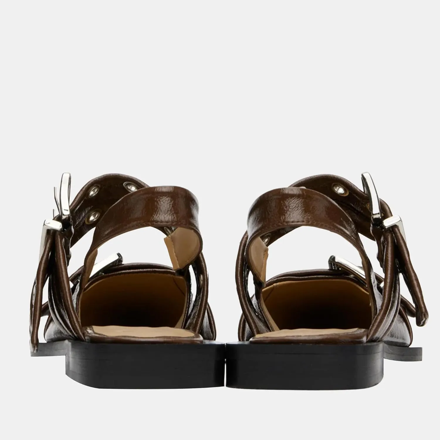 Women's Wide Welt Ballet Buckle Flats Comfortable Slingback Ballerina Squared Block Heel Sheos
