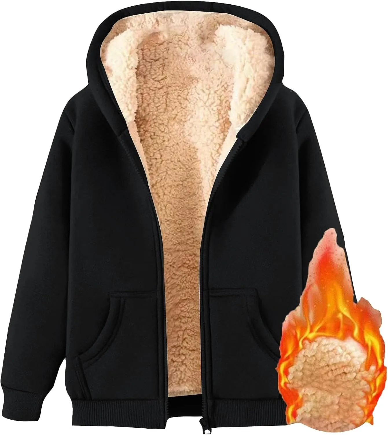 Womens Zip Up Hoodies 2025 Casual Oversized Fleece Jacket Trendy Y2K Hoodie Winter Sherpa Jacket Warm Coats Pockets