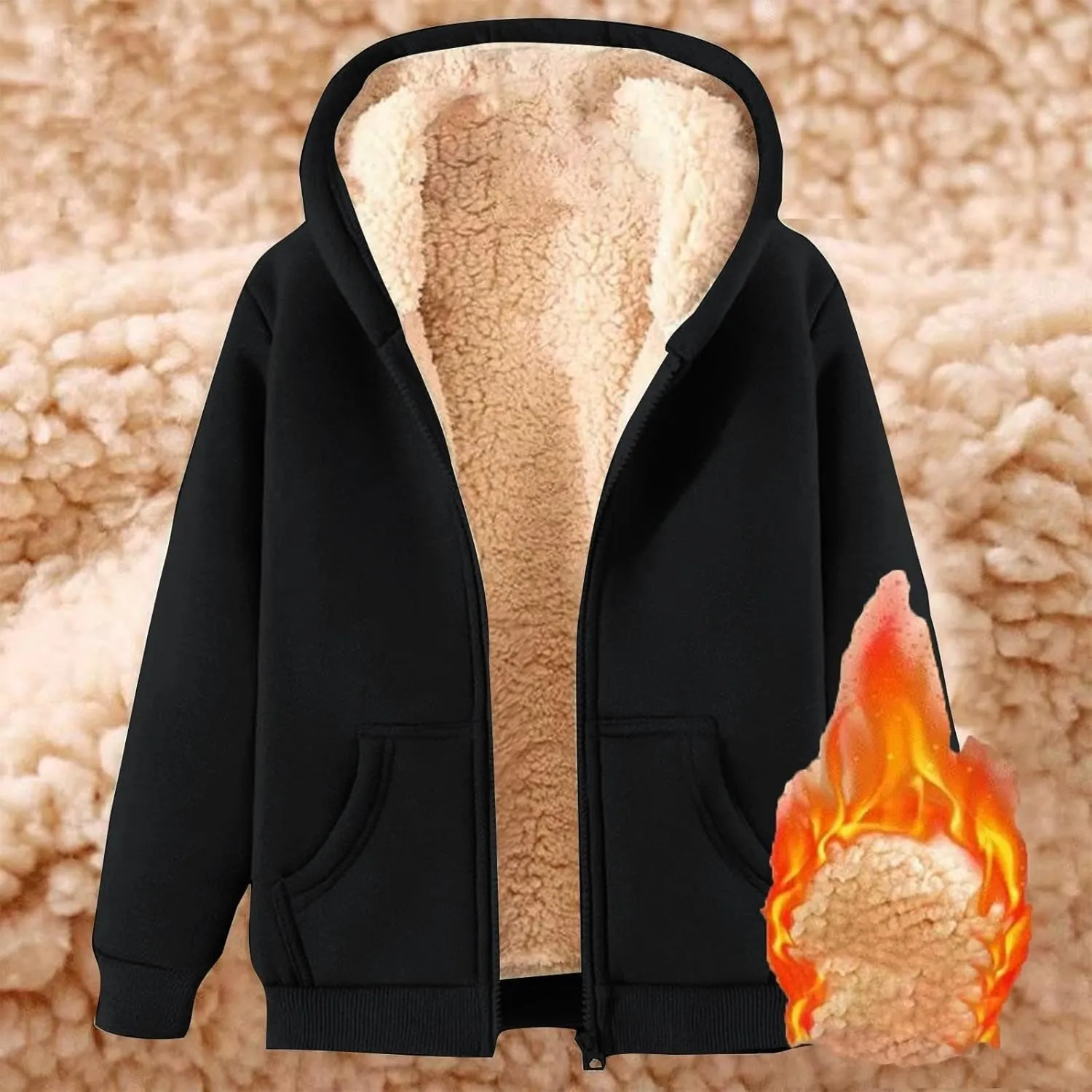 Womens Zip Up Hoodies 2025 Casual Oversized Fleece Jacket Trendy Y2K Hoodie Winter Sherpa Jacket Warm Coats Pockets