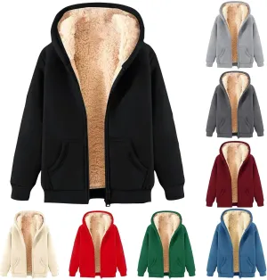 Womens Zip Up Hoodies 2025 Casual Oversized Fleece Jacket Trendy Y2K Hoodie Winter Sherpa Jacket Warm Coats Pockets