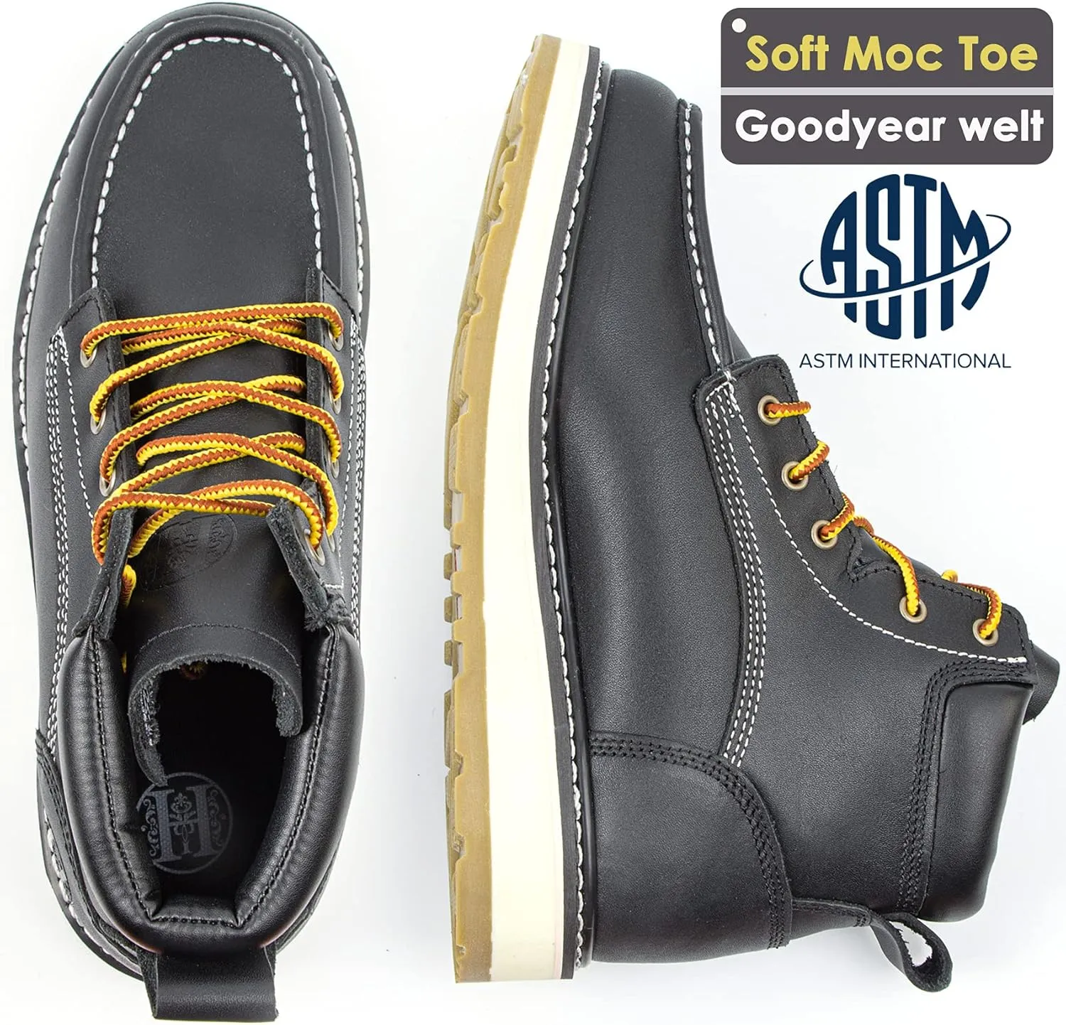 Work Boots for Men - 6" Composite/Soft Toe Mens Work Boots, Non-Slip Water Resistant EH Construction Work Shoes
