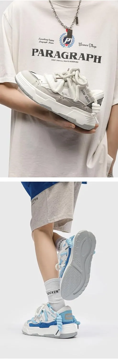 Y2K Sneakers Retro Thick Lace-Up Skate Shoes Fashionable Vintage Sneakers Chunky Sole Comfortable Casual Streetwear Shoes for Women and Men
