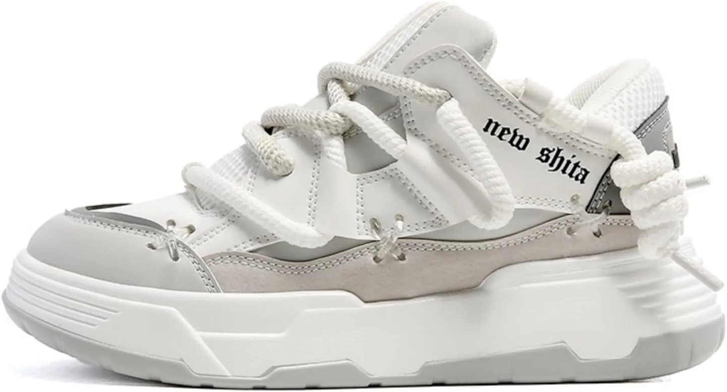 Y2K Sneakers Retro Thick Lace-Up Skate Shoes Fashionable Vintage Sneakers Chunky Sole Comfortable Casual Streetwear Shoes for Women and Men