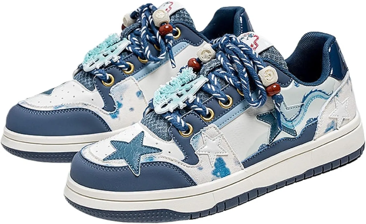 Y2K Walking Sneakers for Women Dragon Skate Shoes Star Chunky Platform Shoes Aesthetic Laces Up Streetwear Fit Well