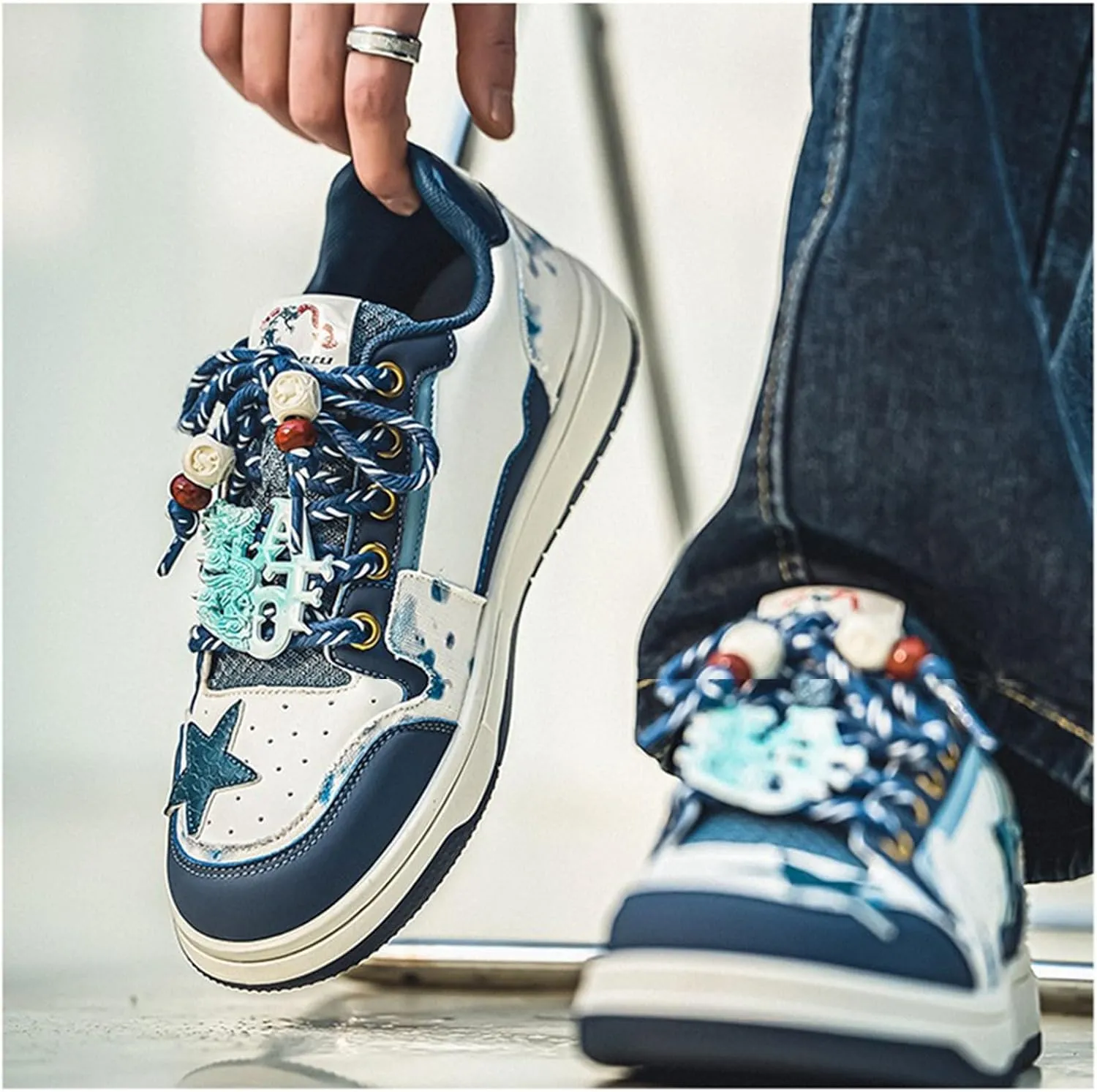 Y2K Walking Sneakers for Women Dragon Skate Shoes Star Chunky Platform Shoes Aesthetic Laces Up Streetwear Fit Well