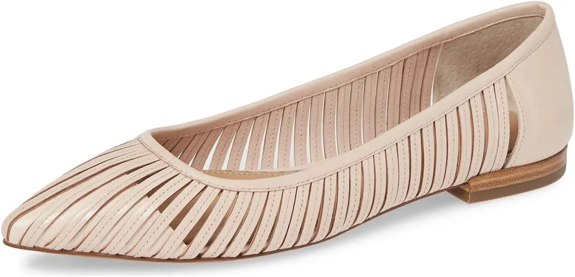 YDN Women Chic Pointed Toe Hollow Out Ballet Flats Caged Low Heel Slip On Comfy Pumps Shoes