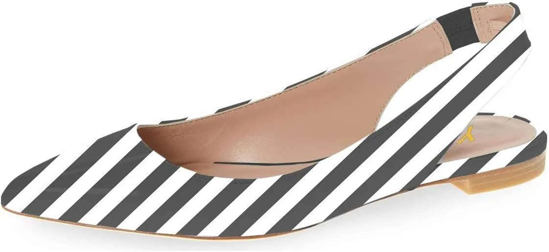 YDN Women's Pointed Toe Slingback Ballet Flats Low Heel Slide Sandals Comfortable Slip On Dress Pump Size 4 15 US