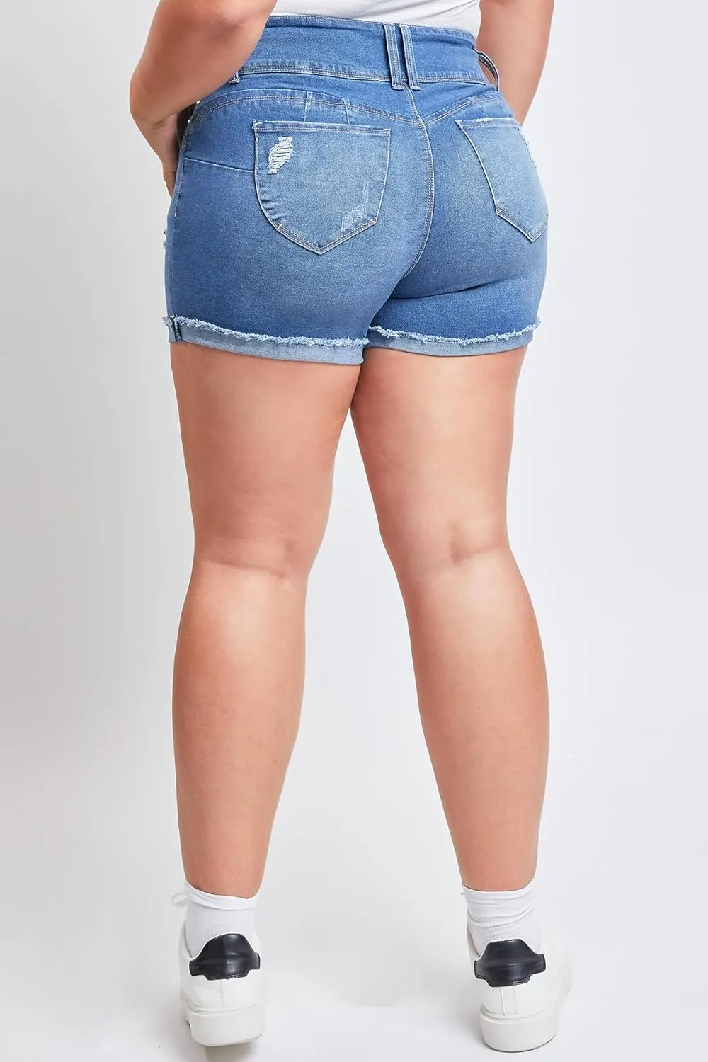 YMI Women's Plus Size Wannabettabutt Mid Rise Shorts