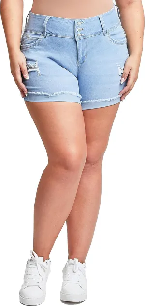YMI Women's Plus Size Wannabettabutt Mid Rise Shorts