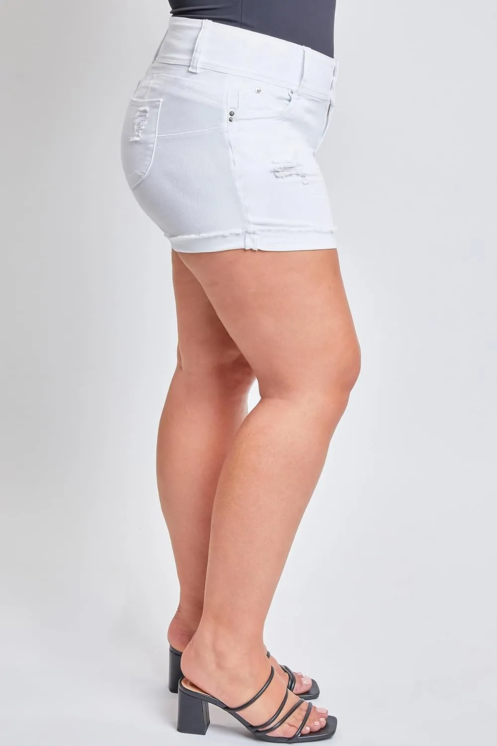 YMI Women's Plus Size Wannabettabutt Mid Rise Shorts