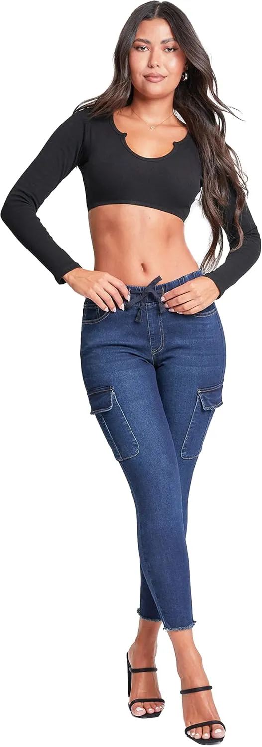 YMI Women's Skinny Cargo Jeans