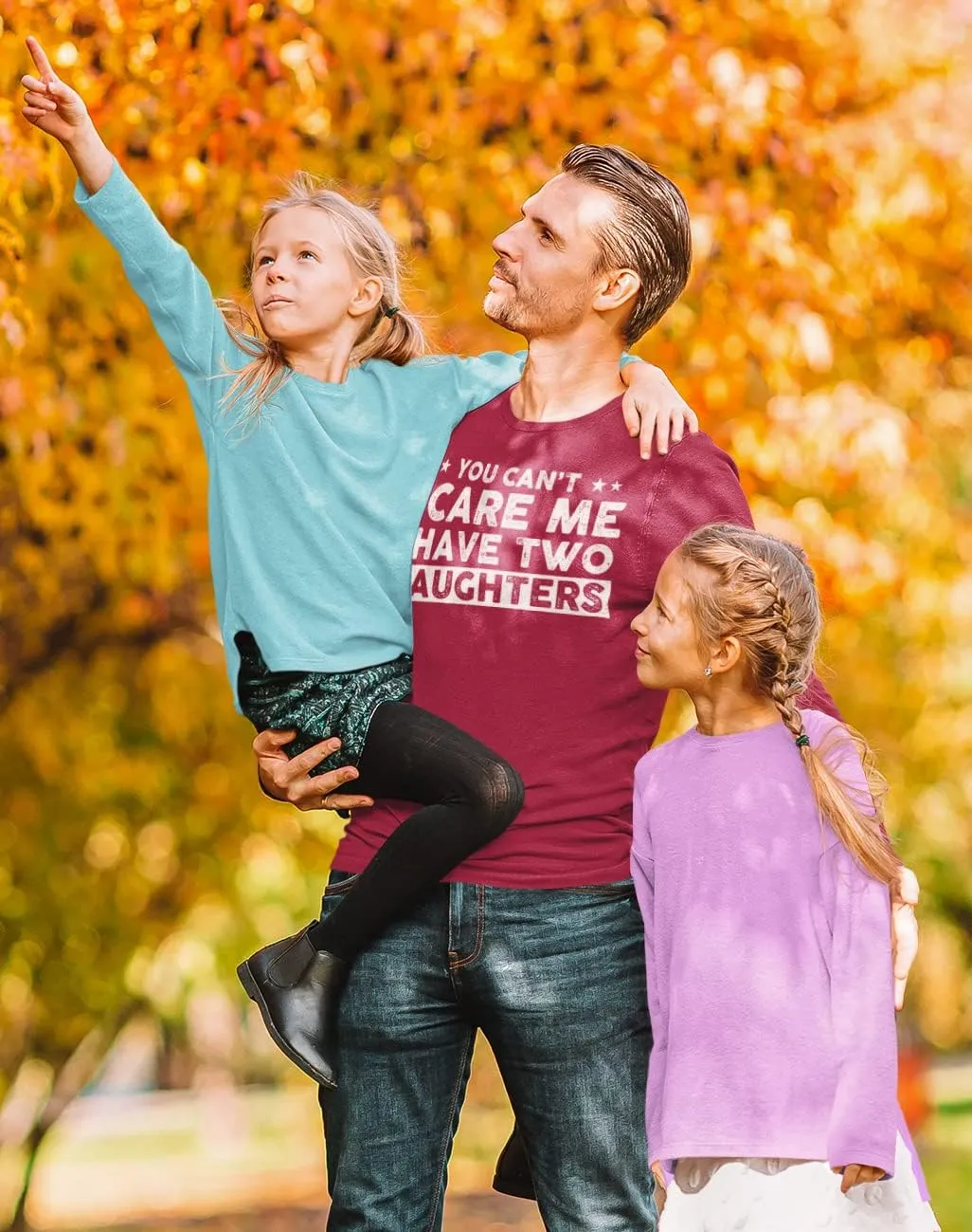 You Can't Scare Me, I Have Two Daughters, Funny Dad T-Shirt, Cute Joke Men T Shirt Gifts for Daddy