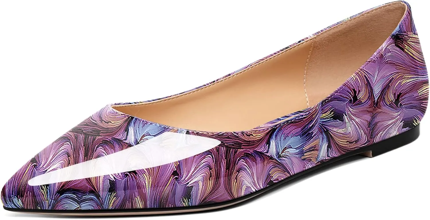 Zamikoo Flats Shoes Women, Pointed Toe Slip On Loafer Flats Shoes Pumps for Office Casual Dressy Comfortable