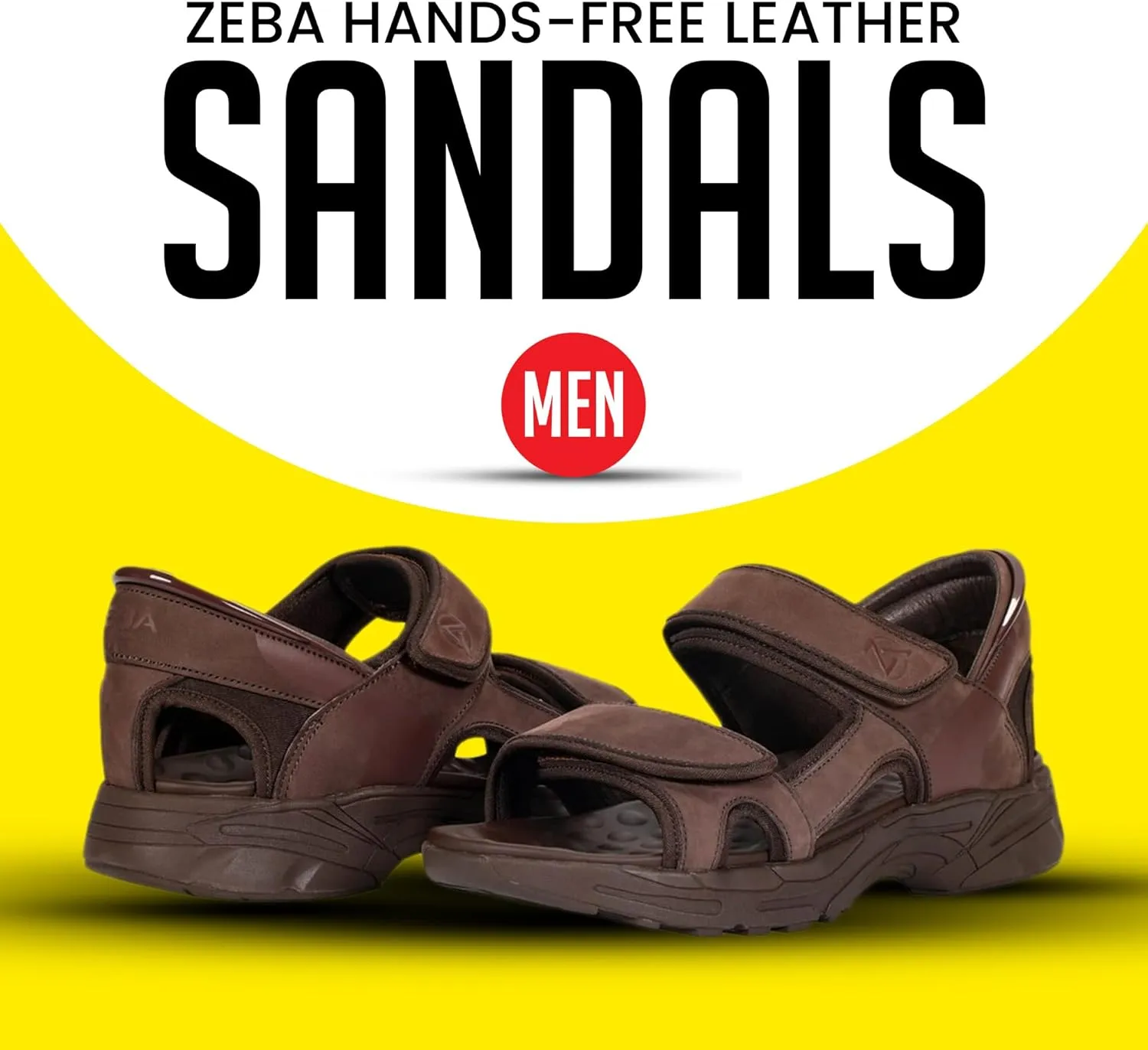 ZEBA Men's Premium Leather Easy Slip-On Massaging Sandals Slides