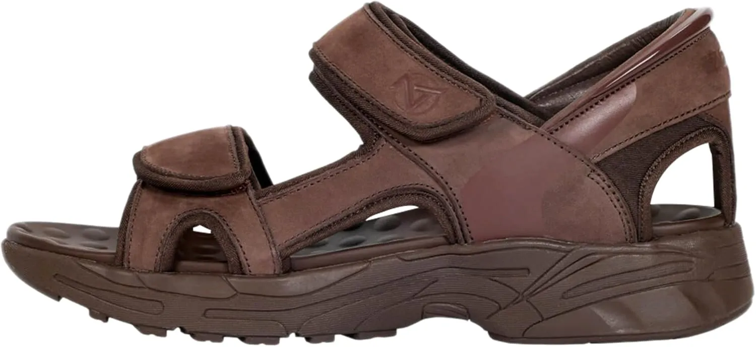 ZEBA Men's Premium Leather Easy Slip-On Massaging Sandals Slides
