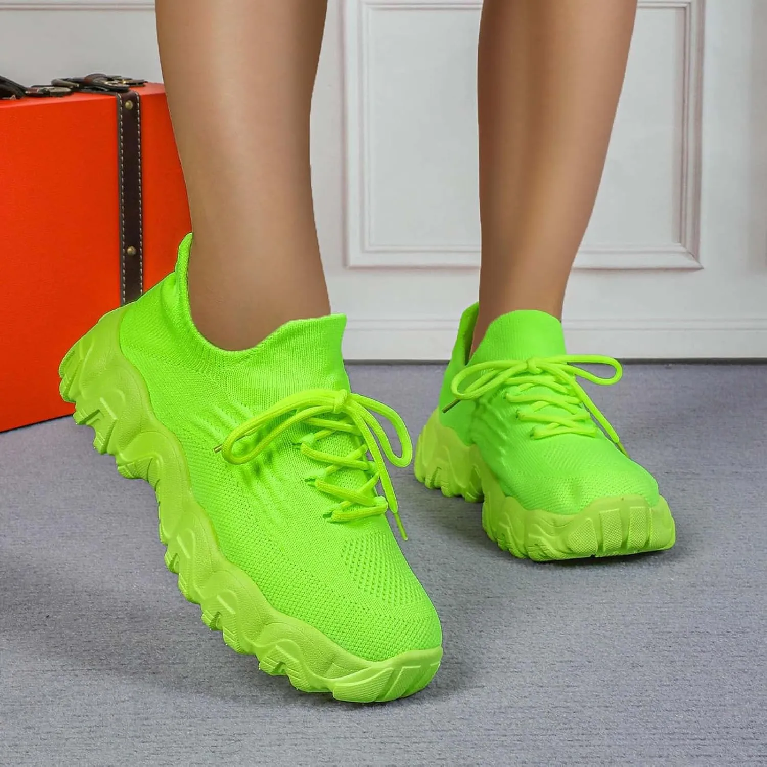 ZSpzx 2025 Summer Lace Up Low Top Slip On Sneakers, Women's Comfortable Breathable Knitted Sneakers, Casual Walking Shoes for Women,Lightweight Mesh Running Shoes,Women's Mesh Orthopedic Sneakers
