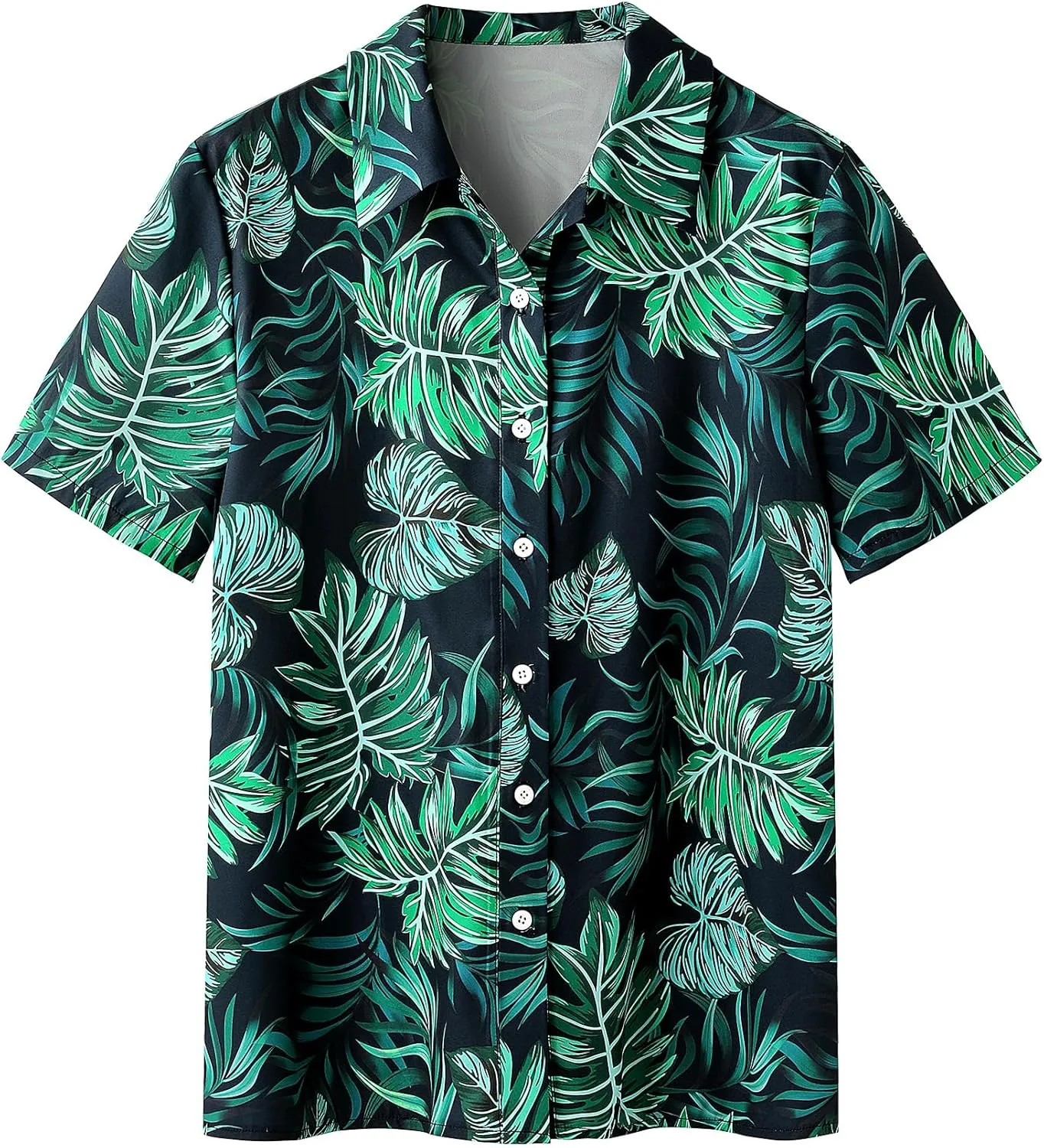 ZXZY Women Summer Hawaii Shirts Soft Cool Floral Tropic Print Short Sleeve Button Up Tops T-Shirt